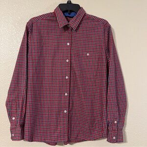 Liz Sport Women's L Red, Blue, & White Plaid Long Sleeve Button Up Shirt